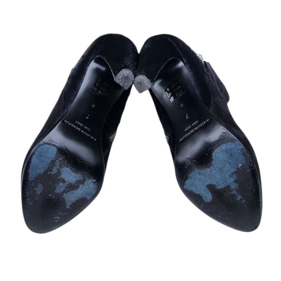 Sigerson Morrison Suede Calf Hair Pony Lux Black Ankle Boots Size 7 - Picture 13 of 13